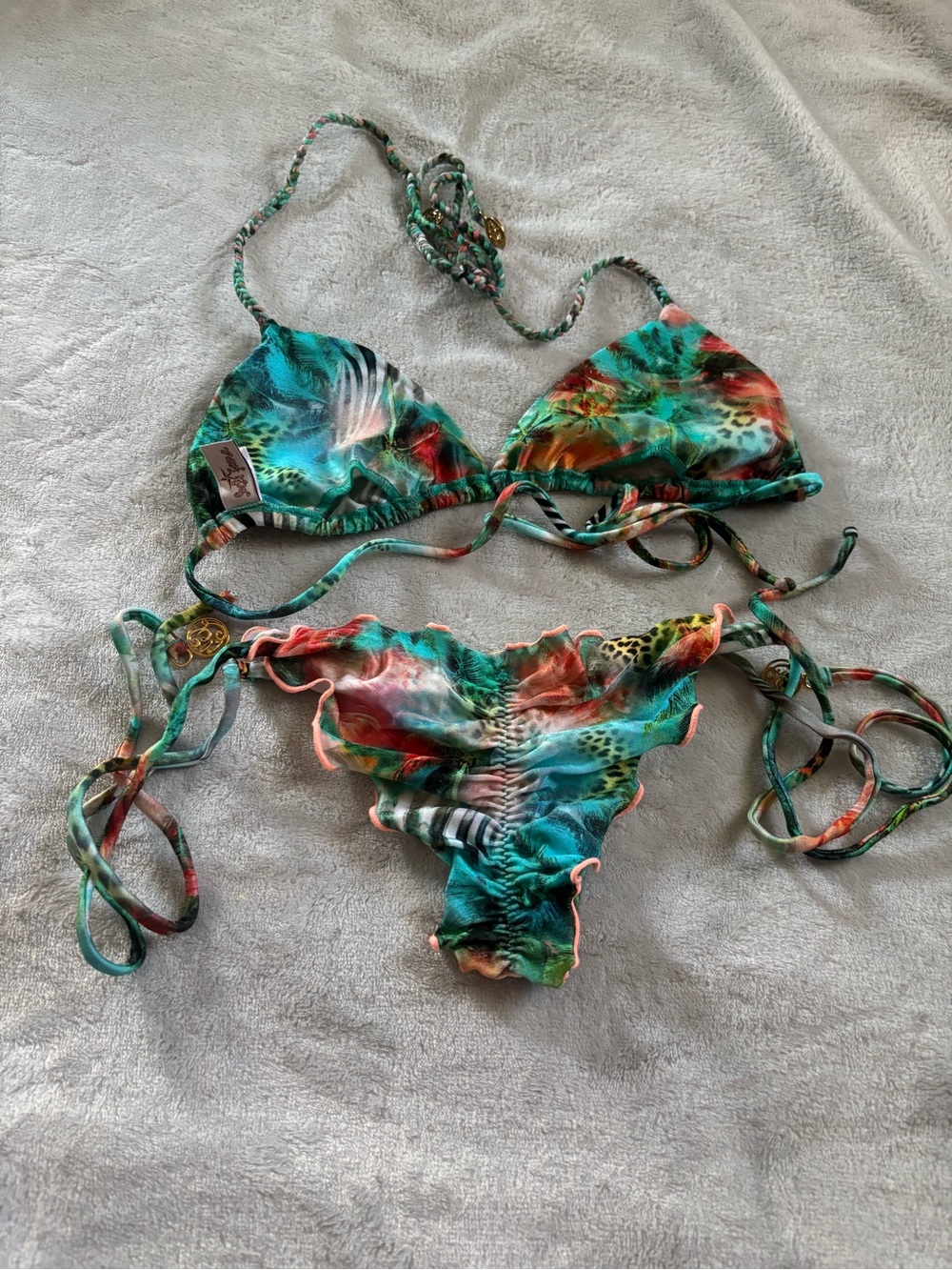 Luli Fama Miami Nice Crystal Bikini set S top XS bottoms - Picture 2 of 3